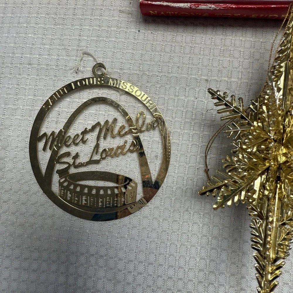 23 Vintage Gold Tone Christmas Ornaments‎ Some 3d Flat House 1 24kt Gold Plate
